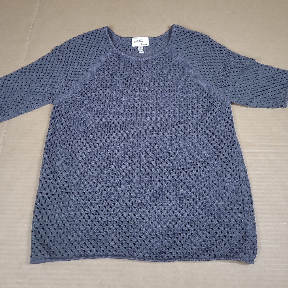 MILLY of New York Size‎ P Stretch Fishnet Pullover Shirt Top RARE